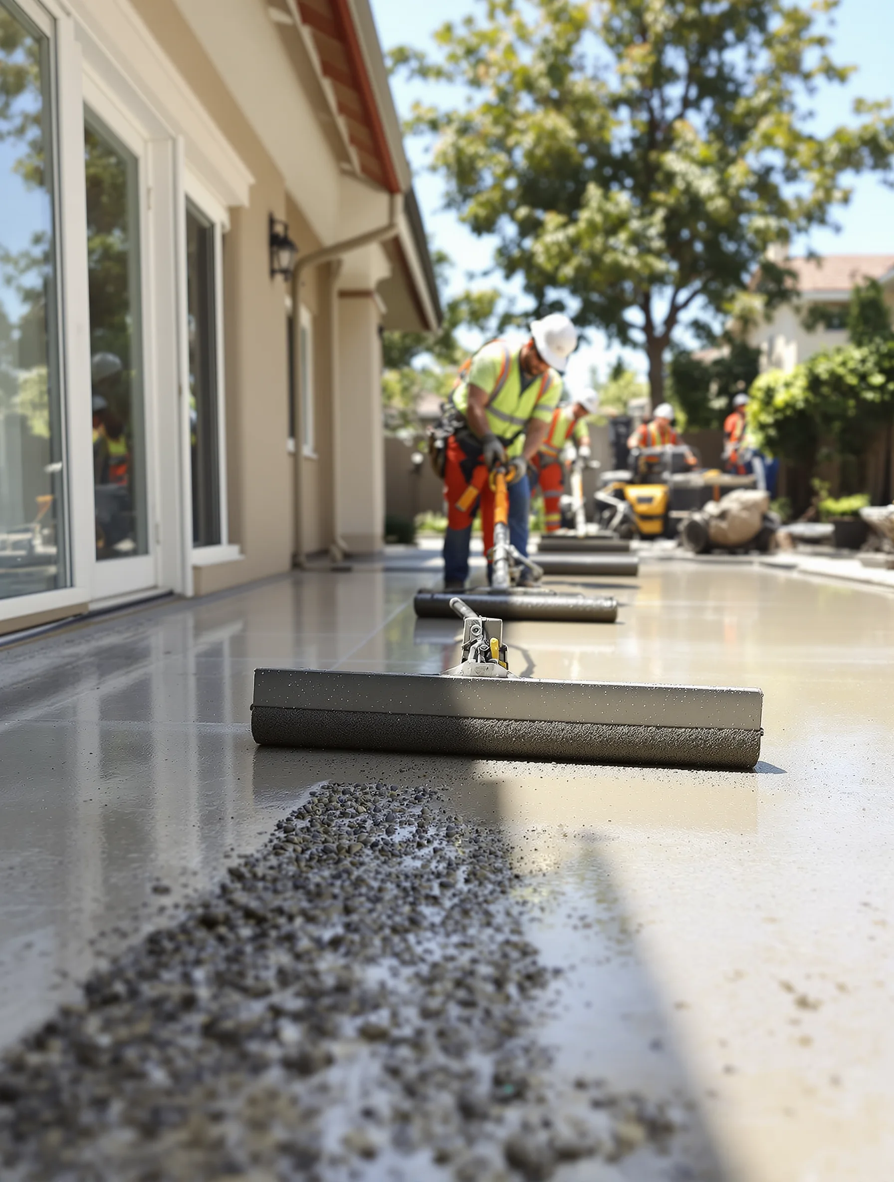 SD Concrete Pros crew finishing a concrete slab in San Diego